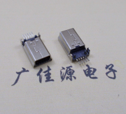 广元MINI USB公头 5pin端子贴板带柱 10.7mm体长