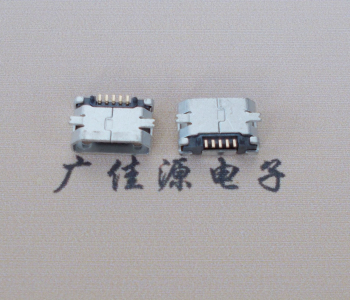 广元Micro USB平口全贴板 鱼叉脚5.0长带定位柱加焊盘