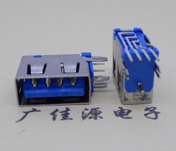 广元USB 测插2.0母座 短体10.0MM 接口 蓝色胶芯