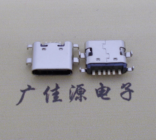 广元简易充电type c6P母座沉板1.6mm接口