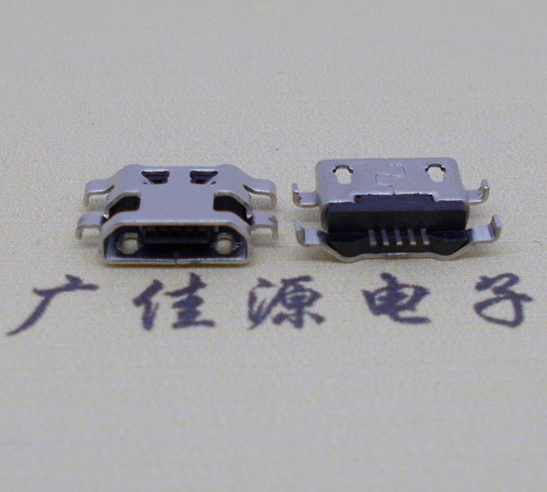 广元micro usb5p连接器 反向沉板1.6mm四脚插平口