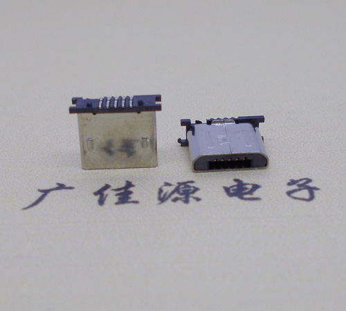 广元MICRO USB 5P公头短体5.6mm立贴带柱无卡勾