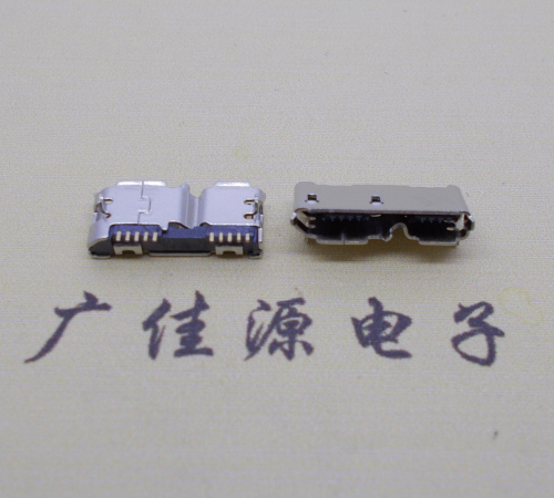 广元micro usb 3.0母座双接口10pin卷边两个固定脚 