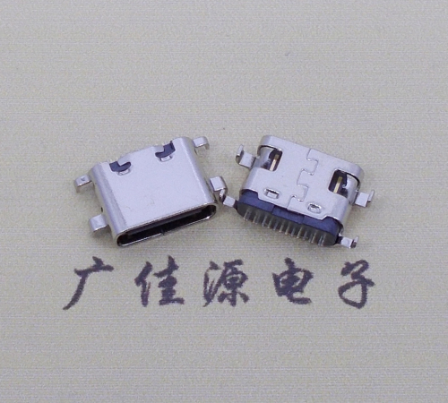 广元type c16p沉板母座破板0.8mm/1.0mm/1.2mm/1.6mm四脚插板端子SMT总体长度L=6.5mm